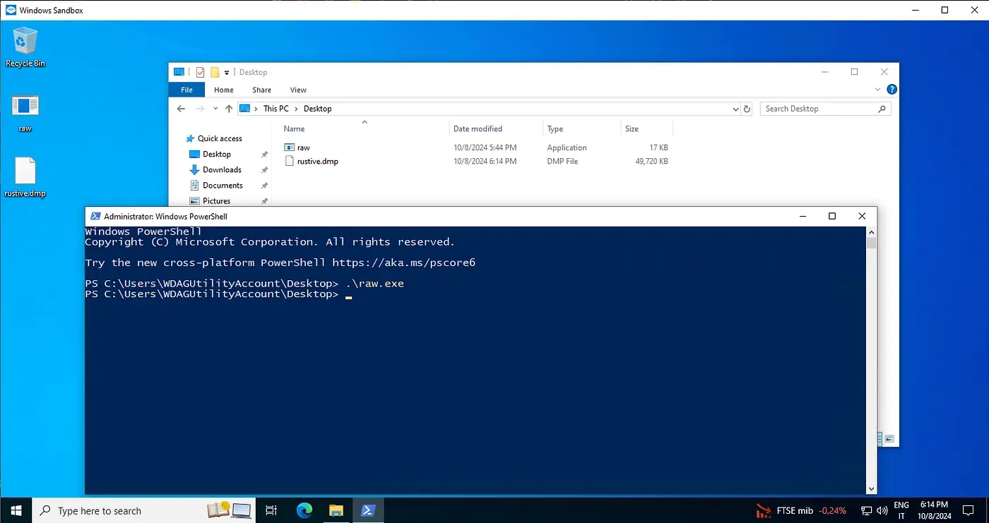 Running RustiveDump with no compile flags
